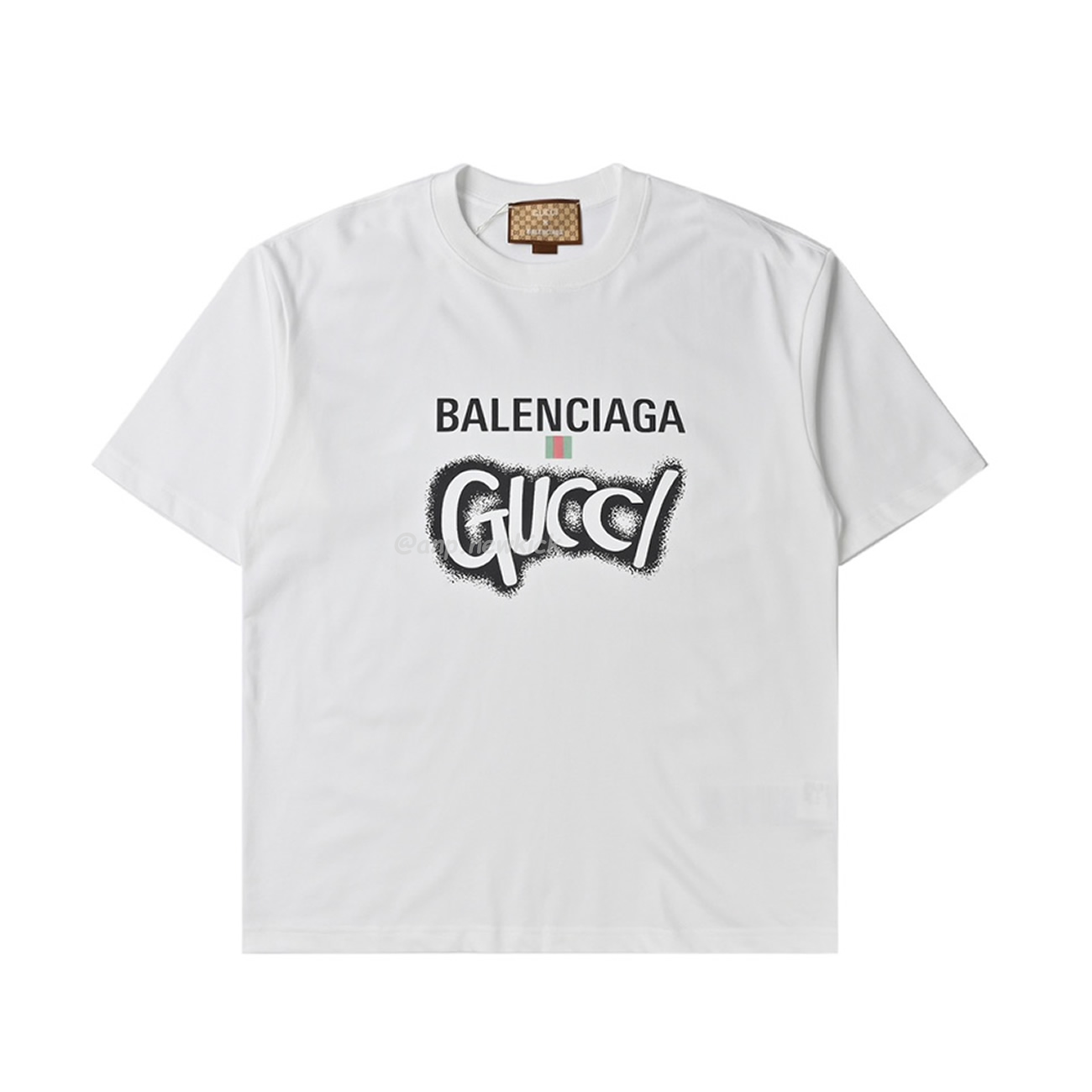 Balenciaga X Gucci Co Branded Double B Letter Printed Logo Printed Short Sleeved T Shirt (9) - newkick.app